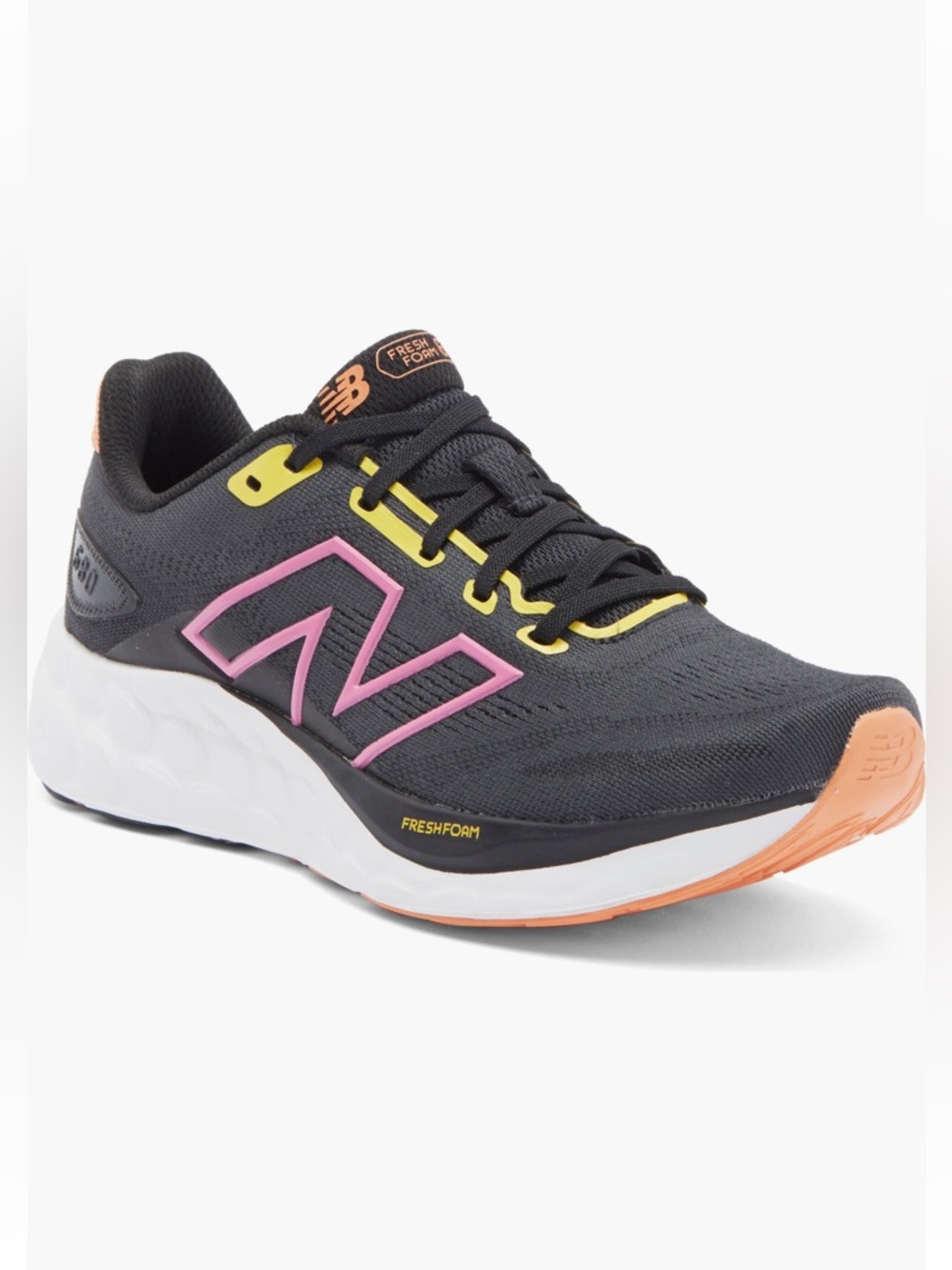New Balance Fresh Foam 680 V8 Running Shoes Black Pink Yellow Women’s sz 7.5